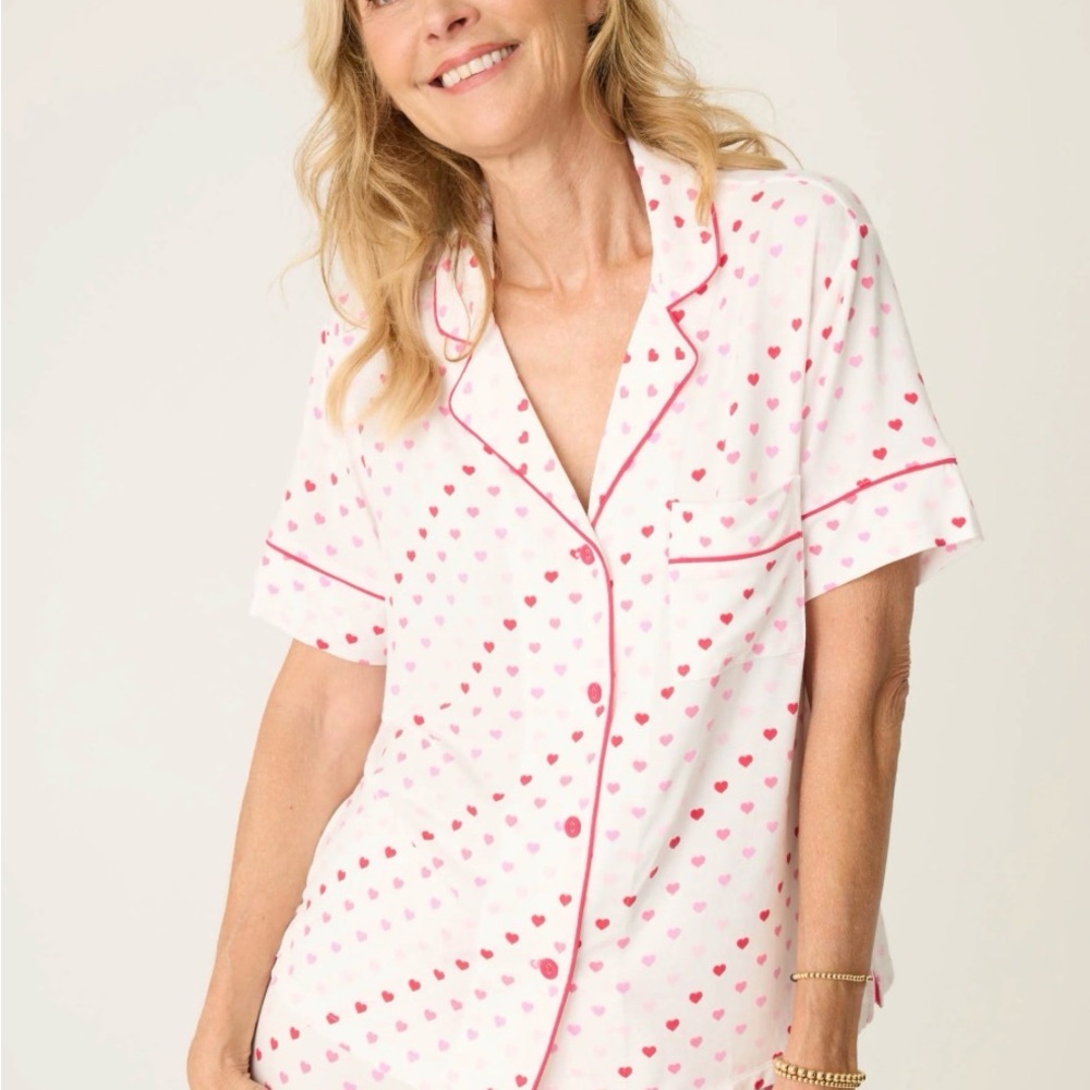 PJ Salvage Heart Print Pajama Top Sz. Medium NWT SOFT COOL